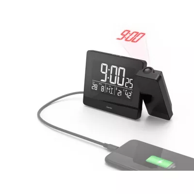 Zegar, budzik z projektorem Hama Plus Charge - czarny (VH062-03)