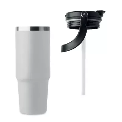 Kubek termiczny ze słomką ze stali 850 ml SUMA HAND - Bialy (MO2561-06)