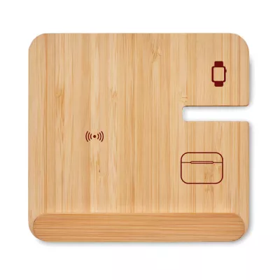 Stacja ładująca 3 w 1 15W w bambusowym etui BOOGAR - Drewna (MO2458-40)
