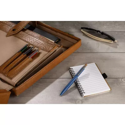 Długopis z recyklingowanego aluminium z korkowym przyciskiem KORIN - granatowy (19742-06)