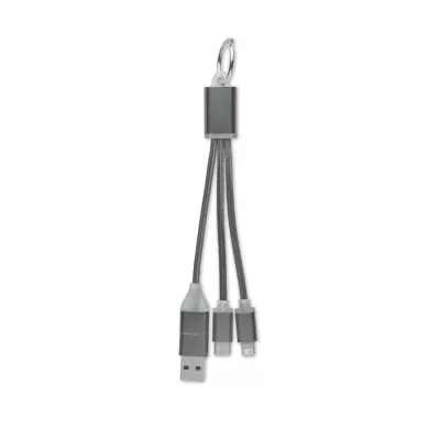 Kabel do ładowania 4 w 1 z brelokiem BLUE - Tytanowy (MO2141-18)