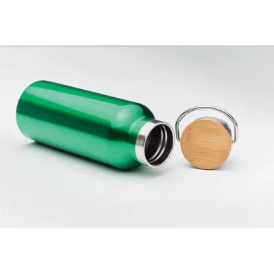 Termos dwuścienny z bambusową pokrywką 500 ml HELSINKI - Zielony (MO9431-09)