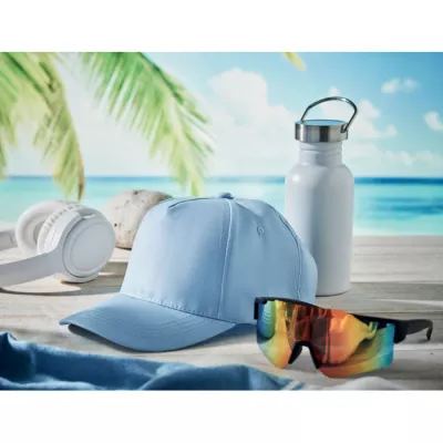 Czapka z daszkiem 5-panelowa z bawełny 160 g/m² BUZZ - Baby Blue (MO1447-66)