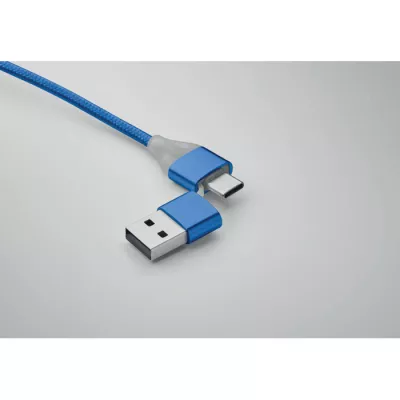 Kabel do ładowania 4 w 1 z brelokiem BLUE - Niebieski (MO2141-37)