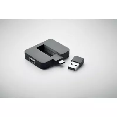 Hub USB 4-portowy z USB-C SQUARE-C - Czarny (MO2254-03)