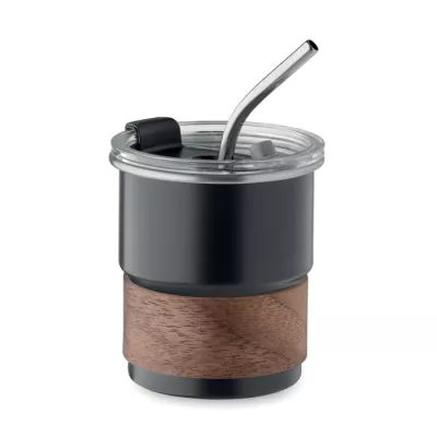 Kubek stalowy ze słomką 260 ml MATE - Czarny (MO2423-03)