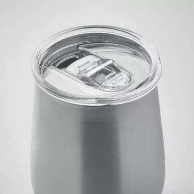 Kubek ze stali z recyklingu 500 ml z pokrywką URSA - Srebrny Mat (MO2090-16)