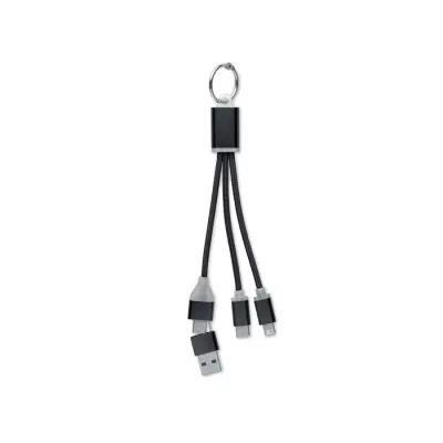 Kabel do ładowania 4 w 1 z brelokiem BLUE - Czarny (MO2141-03)