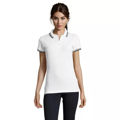 Polo damskie z piki 200 g/m² Sol's PASADENA WOMEN - Biały/Navy (S00578-NW)