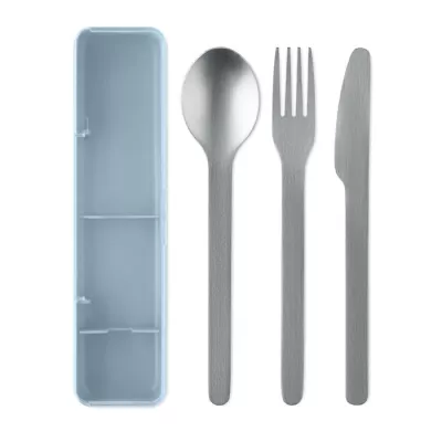 Zestaw sztućców stalowych w etui MESTECK - Baby Blue (MO2677-66)