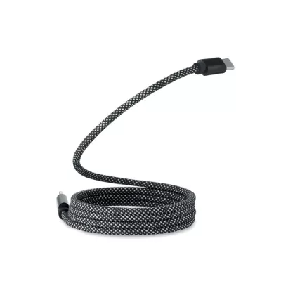Kabel magnetyczny pleciony USB-C 60W z RPET BRAID - Bialy/Czarny (MO2778-33)