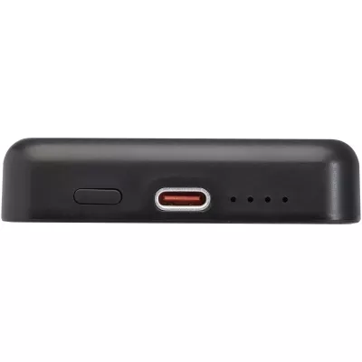 Acrab magnetyczny bezprzewodowy powerbank o pojemności 5000 mAh i mocy 15 W z technologią PD 20 W — wykonany z tworzyw sztycznych pochodzących z recyklingu. - Czarny (12444190)