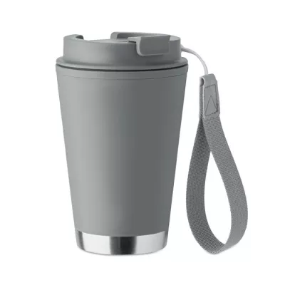 Kubek dwuścienny z PP z paskiem 300 ml TOPIZ - Kamienny Szary (MO2596-15)