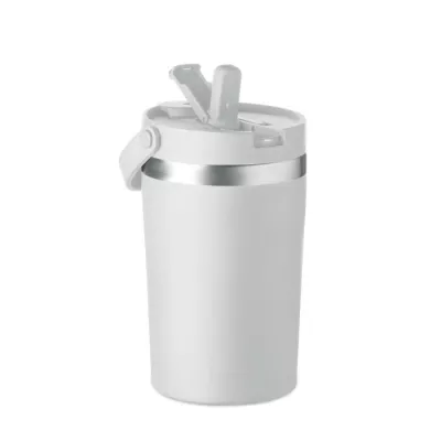 Kubek termiczny ze słomką i paskiem 350 ml COZYCUP - Bialy (MO2922-06)