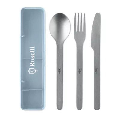 Zestaw sztućców stalowych w etui MESTECK - Baby Blue (MO2677-66)
