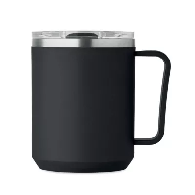 Kubek dwuścienny z przesuwaną pokrywką 400 ml COCOA - Czarny (MO2900-03)