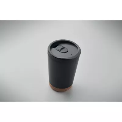 Kubek dwuścienny z korkową podstawą 300 ml CO - Czarny (MO2446-03)