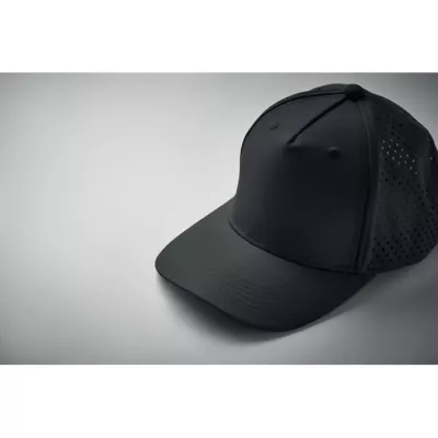 Czapka z daszkiem sportowa 5-panelowa 130 g/m² CAPO - Czarny (MO2543-03)