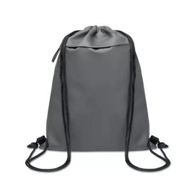 Worek ze sznurkiem z RPET 600D z kieszenią BANGKOK BAG - Kamienny Szary (MO2639-15)