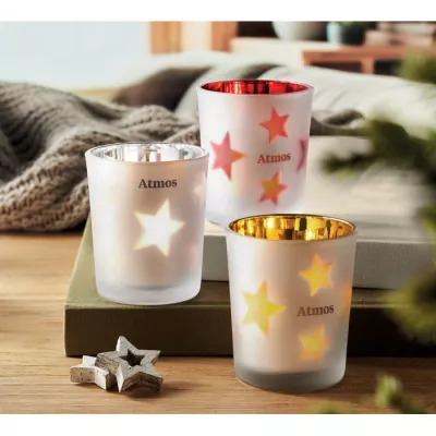 Świeczka LED tealight w szklanym słoiku LANDLE - Czerwony (CX1572-05)