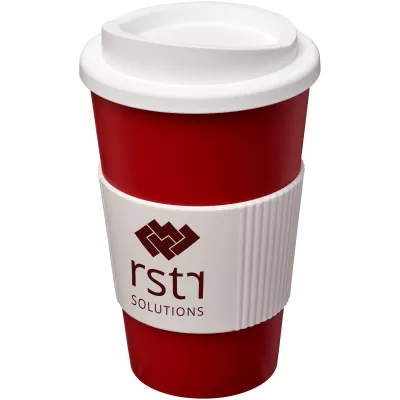 Kubek termiczny z serii Americano® o pojemności 350 ml z uchwytem - Biały-Czerwony (21000217)