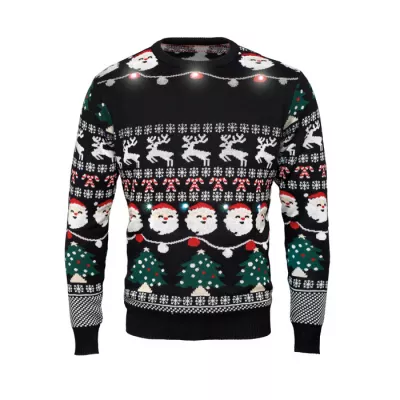 Sweter świąteczny z 10 lampkami LED L/XL SHAMIS LARGE - Czarny (CX1554-03)