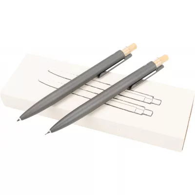 Zestaw piśmienny długopis półżelowy i ołówek automatyczny z aluminium z recyklingu SIEGFRIED - ciemnoszary (1442677)