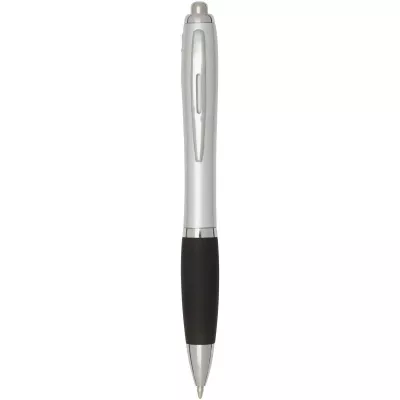 Nash długopis kulkowy z tworzyw sztucznych pochodzących z recyklingu z certyfikatem RCS, ze srebrnym korpusem i kolorowym uch - Czarny (10644990)