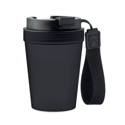 Kubek z PP z paskiem 300 ml ISFORDEN TUMBLER - Czarny (MO2670-03)