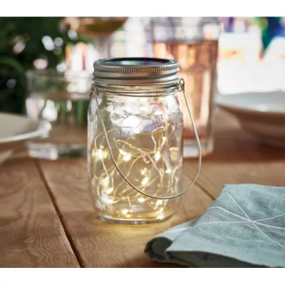 Lampa solarna w kształcie słoika 20 LED POT LAMP - Przezroczysty (MO6341-22)