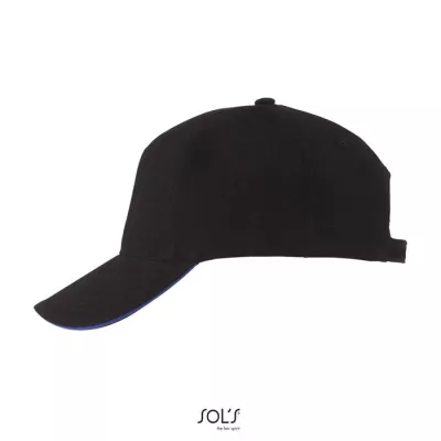 Czapka z daszkiem 5-panelowa 260 g/m² Sol's LONG BEACH - Black/Royal (S00594-JN)