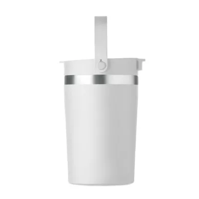 Kubek termiczny ze słomką i paskiem 350 ml COZYCUP - Bialy (MO2922-06)