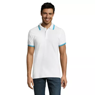 Koszulka polo męska bawełniana 200 g/m² Sol's PASADENA - White/Aqua (S00577-QU)