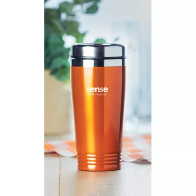 Kubek podróżny stalowy dwuścienny 400 ml RODEO COLOUR - Pomaranczowy (MO9618-10)
