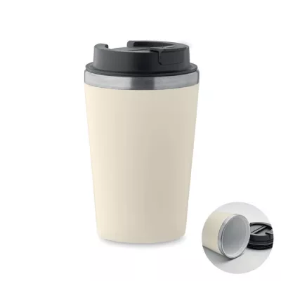 Kubek dwuścienny z powłoką ceramiczną 350 ml BLERM - Bezowy (MO2572-13)
