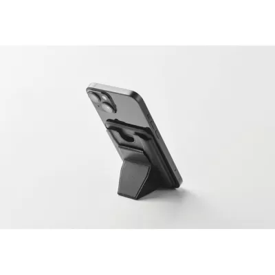 Etui na telefon magnetyczne z podstawką z PU LEAMAG - Czarny (MO2654-03)