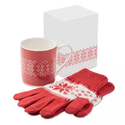 Zestaw prezentowy kubek 300 ml i rękawiczki COPITO SET - Czerwony (CX1557-05)