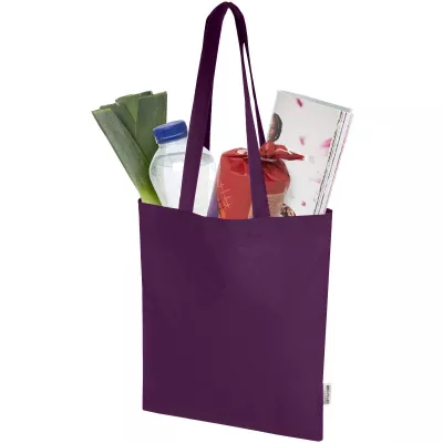 Madras Blend torba na zakupy z bawełny z recyklingu z certyfikatem GRS o gramaturze 140 g/m² i pojemności 7l - Fioletowy (12076037)