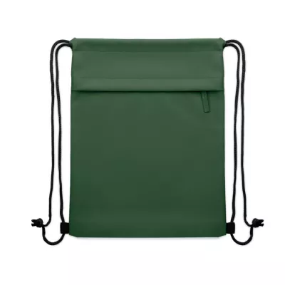 Worek ze sznurkiem z RPET 600D z kieszenią BANGKOK BAG - Ciemnozielony (MO2639-60)