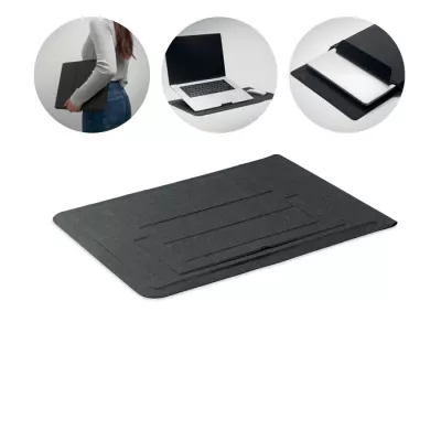 Pokrowiec na laptop 16" z podstawką z RPET PRACTIC - Czarny (MO2696-03)
