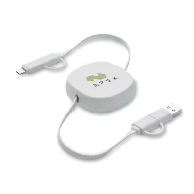 Kabel do ładowania zwijany 60W 80 cm LINEA - Bialy (MO2425-06)