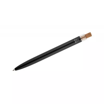 Długopis z recyklingowanego aluminium z korkowym przyciskiem KORIN - czarny (19742-02)