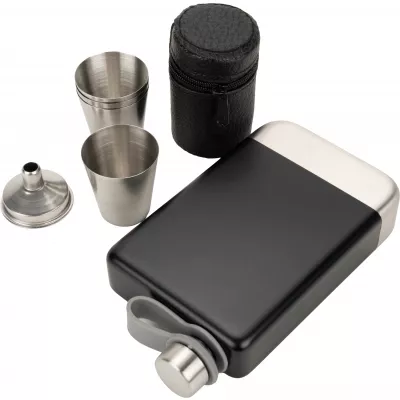 Zestaw piersiówka 266 ml, kieliszki 30 ml i lejek TAHAT Schwarzwolf - czarny (F5001200AJ303)