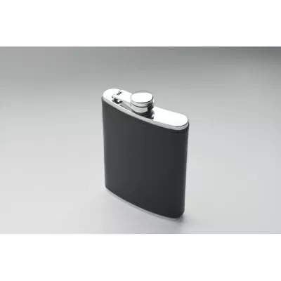 Piersiówka stalowa 200 ml w etui SLIMMY - Czarny (MO2629-03)