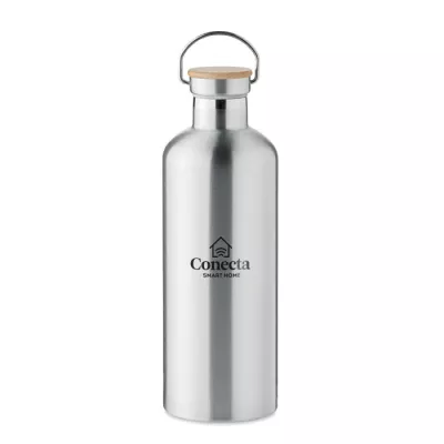 Termos dwuścienny z bambusem 1500 ml HELSINKI EXTRA - Srebrny Mat (MO6676-16)