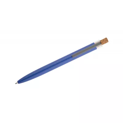 Długopis z recyklingowanego aluminium z korkowym przyciskiem KORIN - granatowy (19742-06)