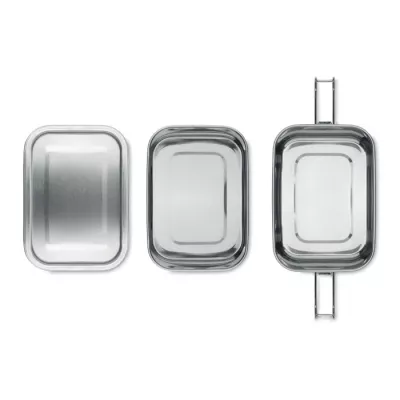 Pudełko na lunch stalowe 2 komory 1200 ml DOUBLE CHAN - Srebrny Mat (MO6212-16)