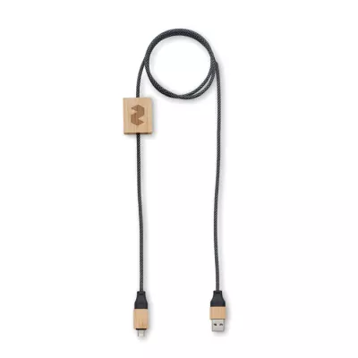 Kabel do ładowania 60W z bambusowymi detalami CABOO - Drewna (MO2520-40)