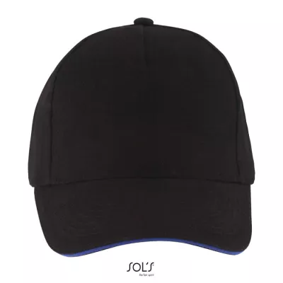 Czapka z daszkiem 5-panelowa 260 g/m² Sol's LONG BEACH - Black/Royal (S00594-JN)