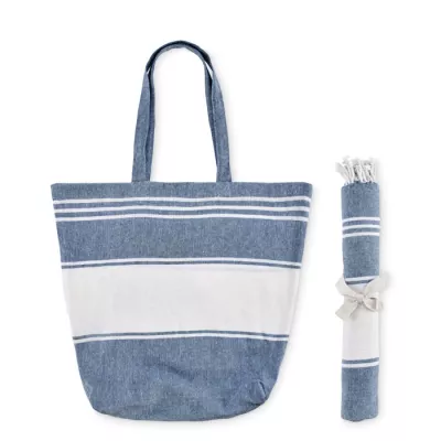 Torba plażowa z ręcznikiem hammam 180 g/m² HUMMUM - Niebieski (MO2954-04)